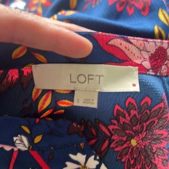 Vintage🧚‍♀️ LOFT Spring Floral Kaftan Casual Long Sleeve Blouse Size L - Picture 9 of 13